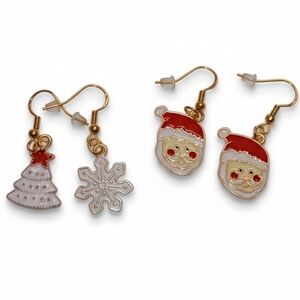 NWT Bundle of Two Pairs of Adorable Gold Dangling Christmas Earrings!!